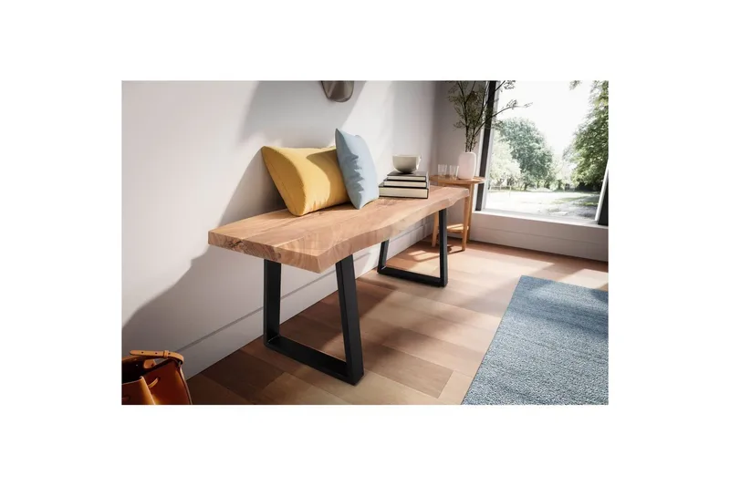 Garderobebenk Wohnling Solid Akasietre 120 cm Treetopp Hall Svart, Rett Løpere - Svart, Rett Løpere - Møbler - Stoler & lenestoler - Benk - Entrebenk