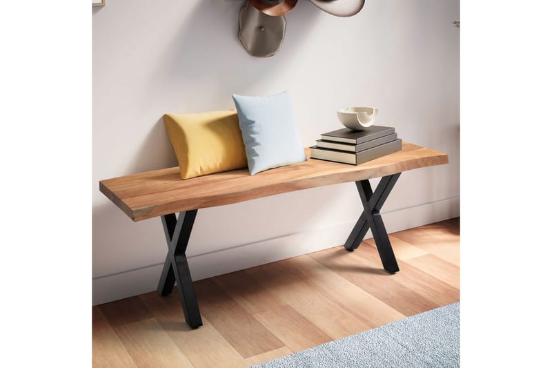 Garderobebenk Wohnling Solid Akasietre 120 cm Treetopp Hall Svart, X-ramme - Svart, X-ramme - Møbler - Stoler & lenestoler - Benk - Entrebenk