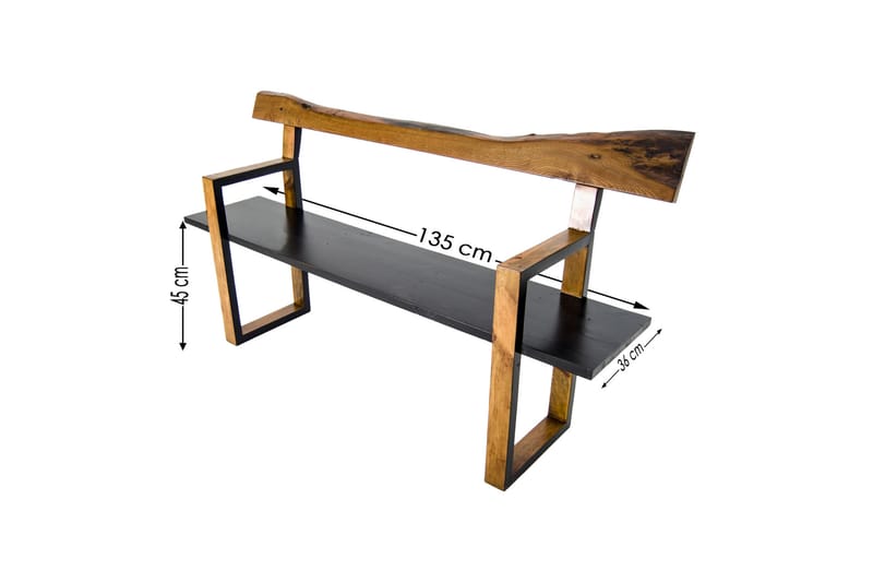 Harrouch Sittebenk 135 cm - Valnøtt / Brun / Mørkebrun / Svart - Møbler - Stoler & lenestoler - Benk