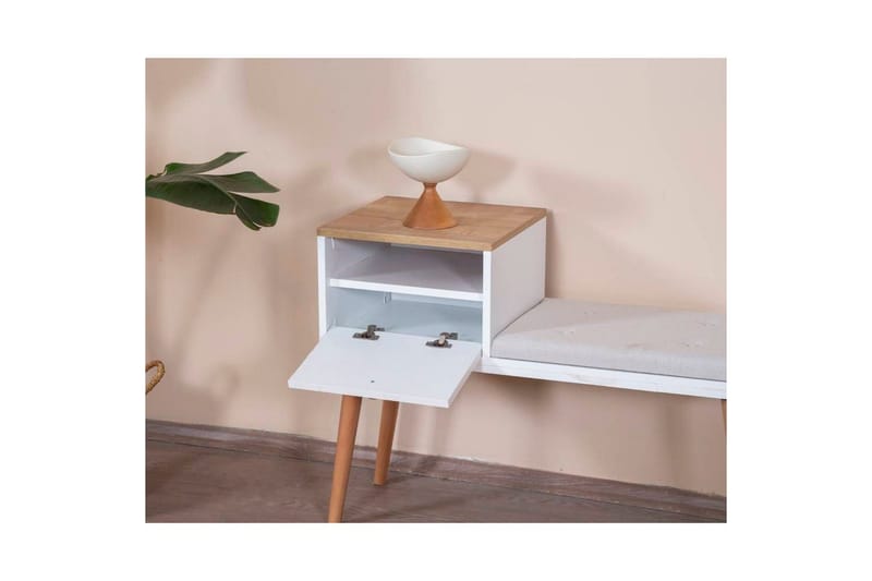 Benk Hvit / Eik - Hvit - Møbler - Stoler & lenestoler - Krakk