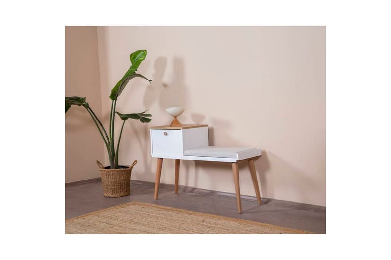 Benk Hvit / Eik - Hvit - Møbler - Stoler & lenestoler - Krakk