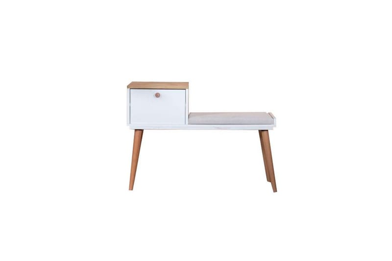 Benk Hvit / Eik - Hvit - Møbler - Stoler & lenestoler - Krakk