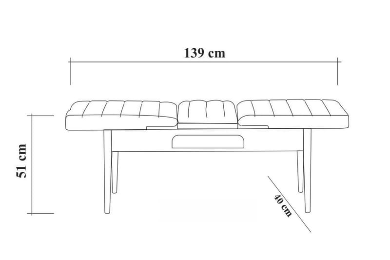 Idehult Benk 51 cm - Tre / Natur / Antrasitt - Benk - Benk med ryggstøtte