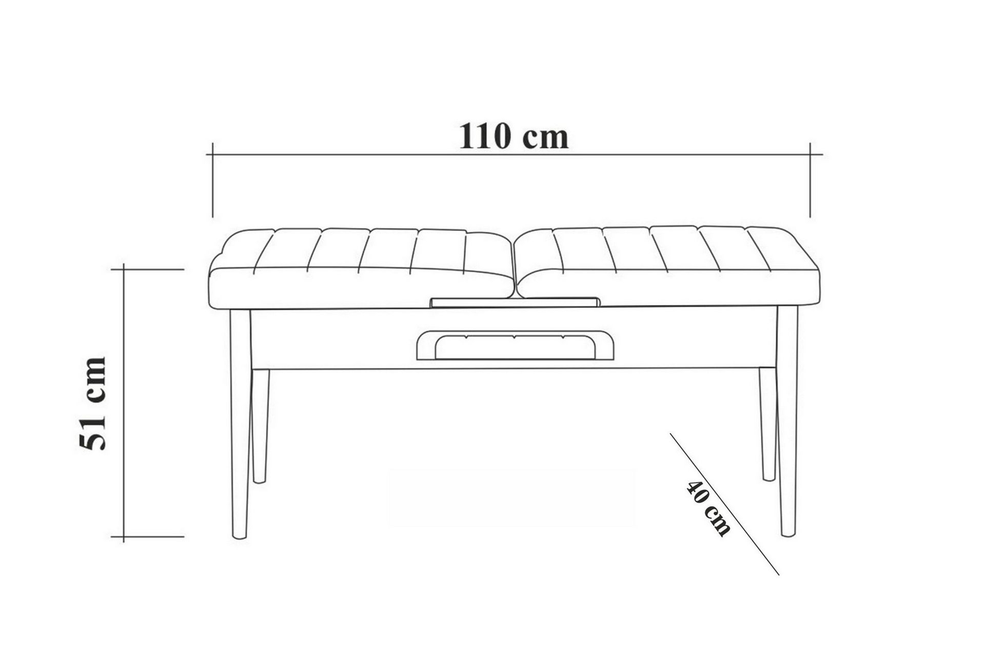 Idehult Benk 51 cm - Valnøtt / Antrasitt - Møbler - Stoler & lenestoler - Benk