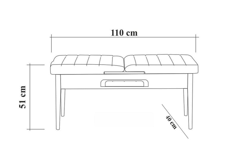 Idehult Benk 51 cm - Valnøtt / Antrasitt - Møbler - Stoler & lenestoler - Benk