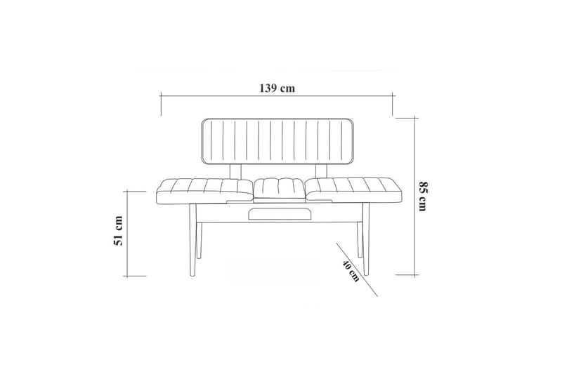 Idehult Benk 85 cm - Tre / Natur / Antrasitt - Benk - Benk med ryggstøtte