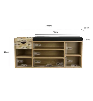 Morira skobenk 100 cm - natureik/svart - Møbler - Stoler & lenestoler - Benk - Skohylle med benk