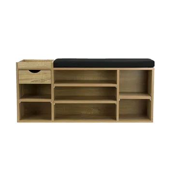 Morira skobenk 100 cm - natureik/svart - Møbler - Stoler & lenestoler - Benk - Skohylle med benk