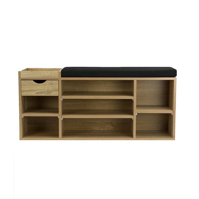 Morira skobenk 100 cm - natureik/svart - Møbler - Stoler & lenestoler - Benk - Skohylle med benk