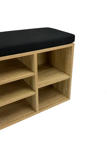 Morira skobenk 100 cm - natureik/svart - Møbler - Stoler & lenestoler - Benk - Skohylle med benk