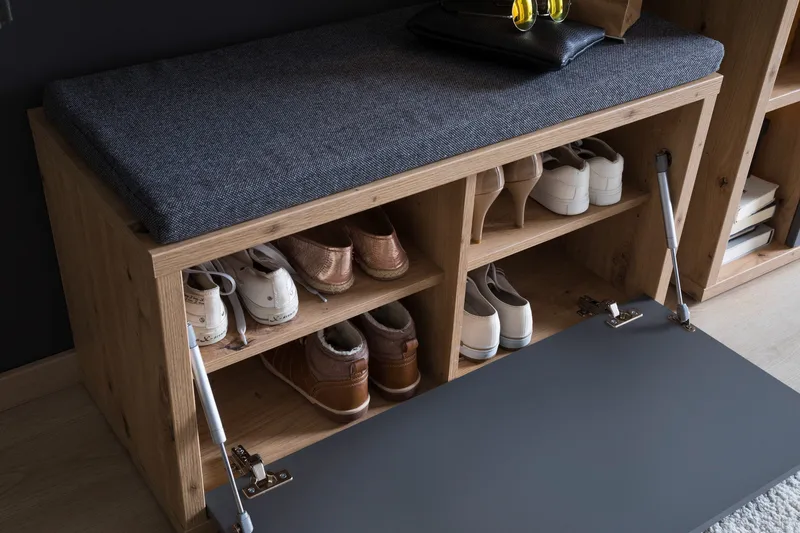 Nacimento Sittebenk 86 cm - Grå/Natur - Møbler - Stoler & lenestoler - Benk - Entrebenk - Entrebenk med oppbevaring