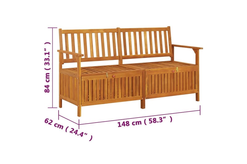 Oppbevaringsbenk 148 cm heltre akasie - Brun - Møbler - Stoler & lenestoler - Benk