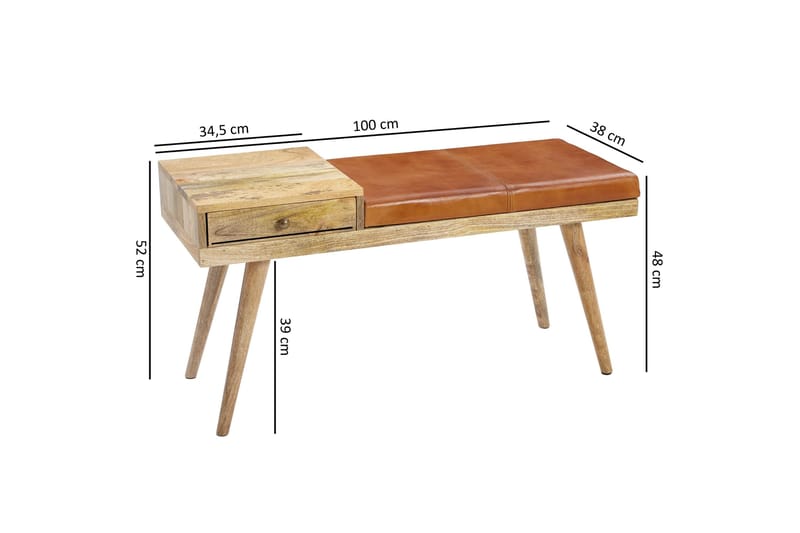 Peotter Sittebenk - Brun - Møbler - Stoler & lenestoler - Benk - Entrebenk - Entrebenk med oppbevaring