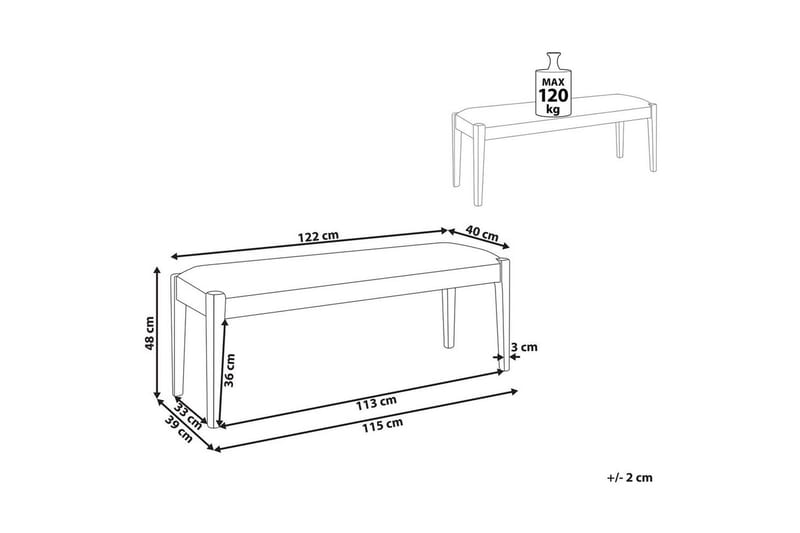 Polstret benk Elyria Grå/lyst tre - Grå/lyst tre - Møbler - Stoler & lenestoler - Benk - Entrebenk
