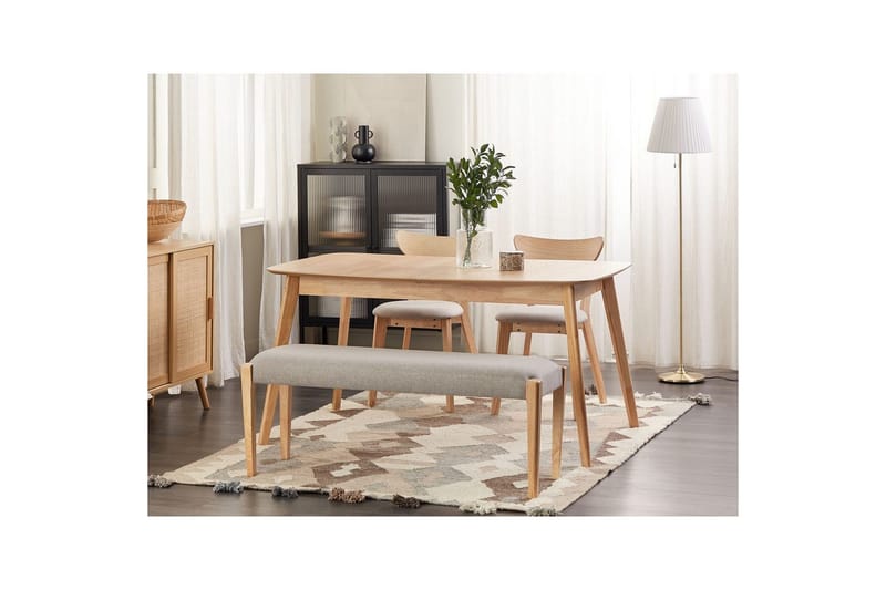 Polstret benk Elyria Grå/lyst tre - Grå/lyst tre - Møbler - Stoler & lenestoler - Benk - Entrebenk