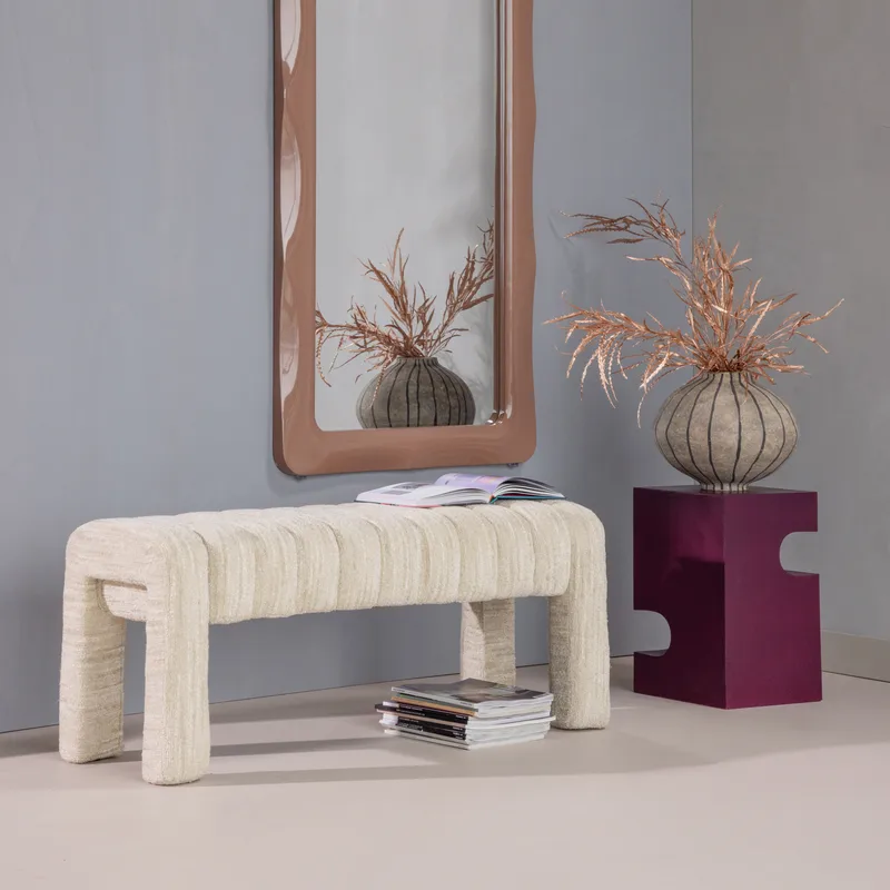 Polstret benk Frex 110 cm, Natur