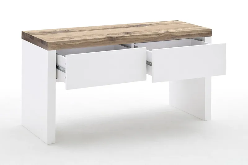 Romina Sittebenk med Oppbevaring - Hvit/Tre/Natur - Møbler - Stoler & lenestoler - Benk - Entrebenk - Entrebenk med oppbevaring