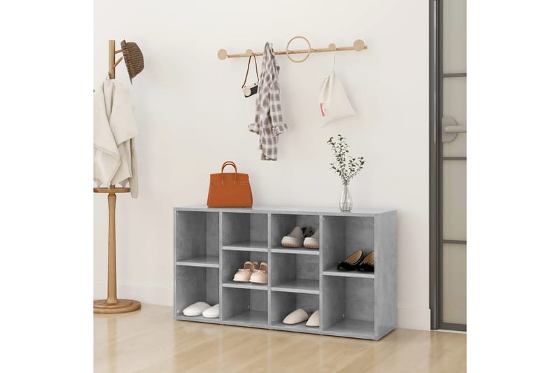 Skobenk betonggrå 103x30x54,5 cm sponplater - Grå - Møbler - Stoler & lenestoler - Benk - Skohylle med benk