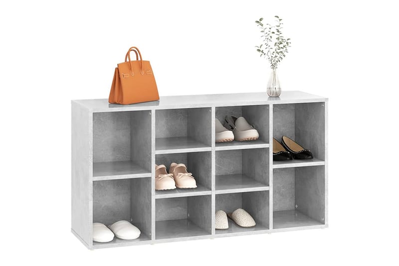 Skobenk betonggrå 103x30x54,5 cm sponplater - Grå - Møbler - Stoler & lenestoler - Benk - Skohylle med benk