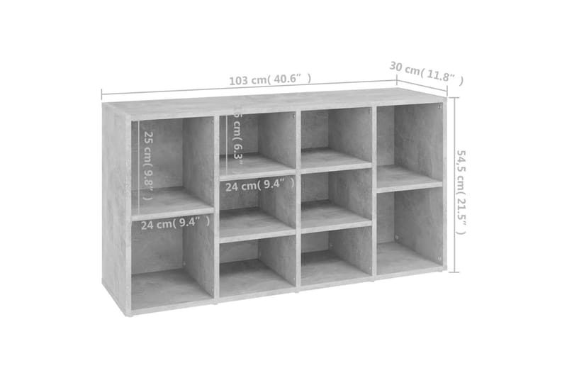 Skobenk betonggrå 103x30x54,5 cm sponplater - Grå - Møbler - Stoler & lenestoler - Benk - Skohylle med benk