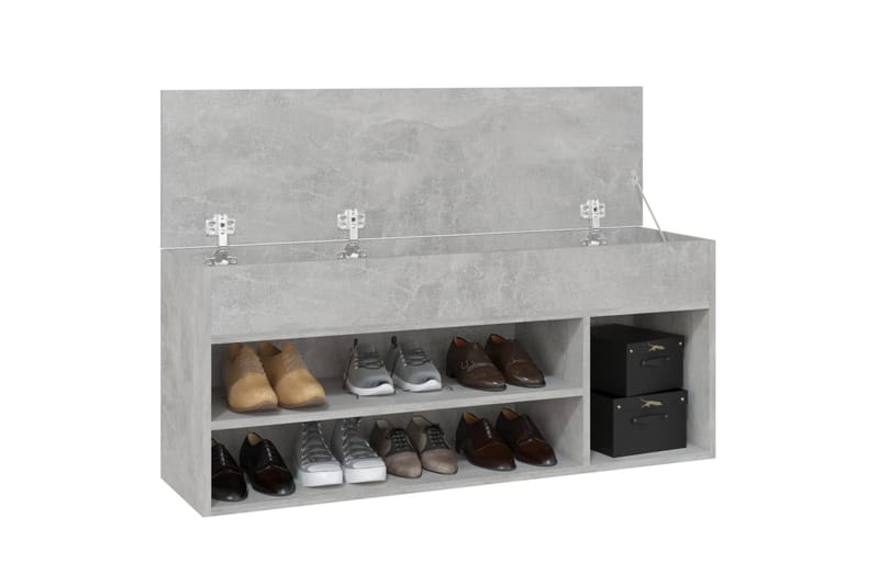 Skobenk betonggrå 105x30x45 cm sponplater - Grå - Møbler - Stoler & lenestoler - Benk - Skohylle med benk
