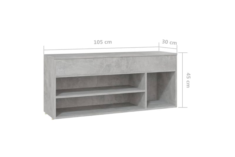 Skobenk betonggrå 105x30x45 cm sponplater - Grå - Gangoppbevaring - Skohylle med benk