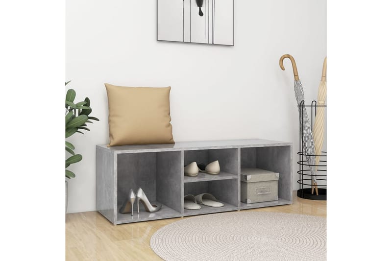 Skobenk betonggrå 105x35x35 cm sponplate - Grå - Møbler - Stoler & lenestoler - Benk - Skohylle med benk