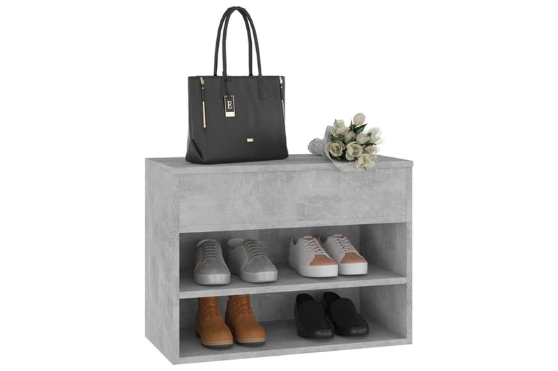 Skobenk betonggrå 60x30x45 cm sponplater - Grå - Møbler - Stoler & lenestoler - Benk - Skohylle med benk