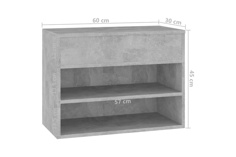 Skobenk betonggrå 60x30x45 cm sponplater - Grå - Møbler - Stoler & lenestoler - Benk - Skohylle med benk