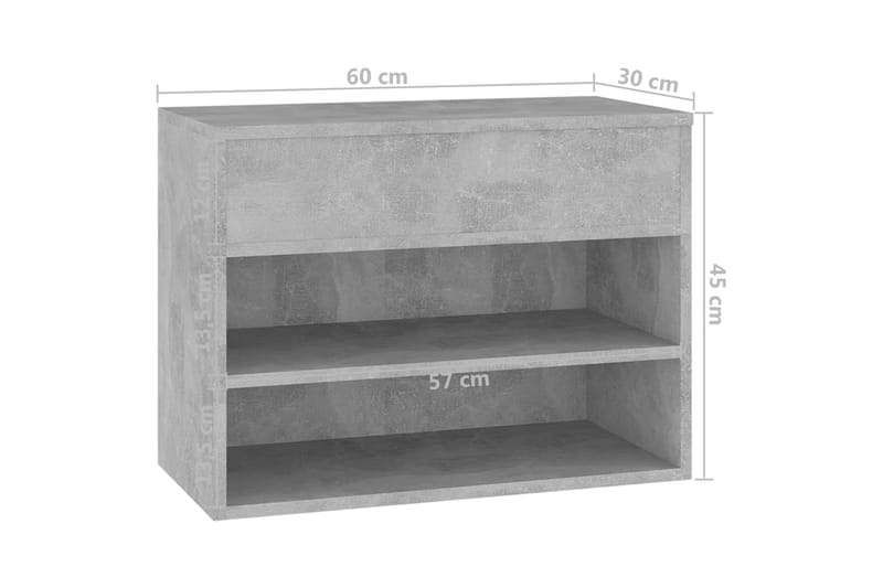 Skobenk betonggrå 60x30x45 cm sponplater - Grå - Gangoppbevaring - Skohylle med benk