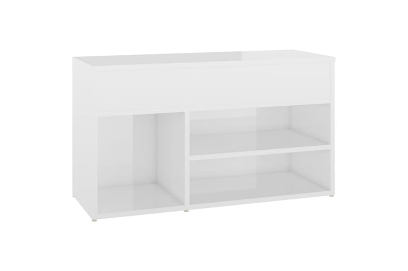Skobenk høyglans hvit 80x30x45 cm sponplater - Hvit - Møbler - Stoler & lenestoler - Benk - Skohylle med benk