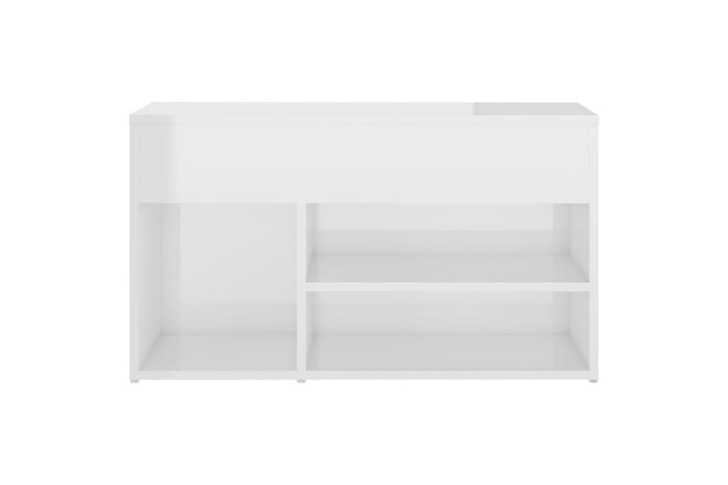 Skobenk høyglans hvit 80x30x45 cm sponplater - Hvit - Møbler - Stoler & lenestoler - Benk - Skohylle med benk