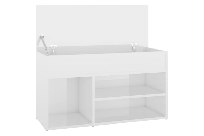 Skobenk høyglans hvit 80x30x45 cm sponplater - Hvit - Møbler - Stoler & lenestoler - Benk - Skohylle med benk