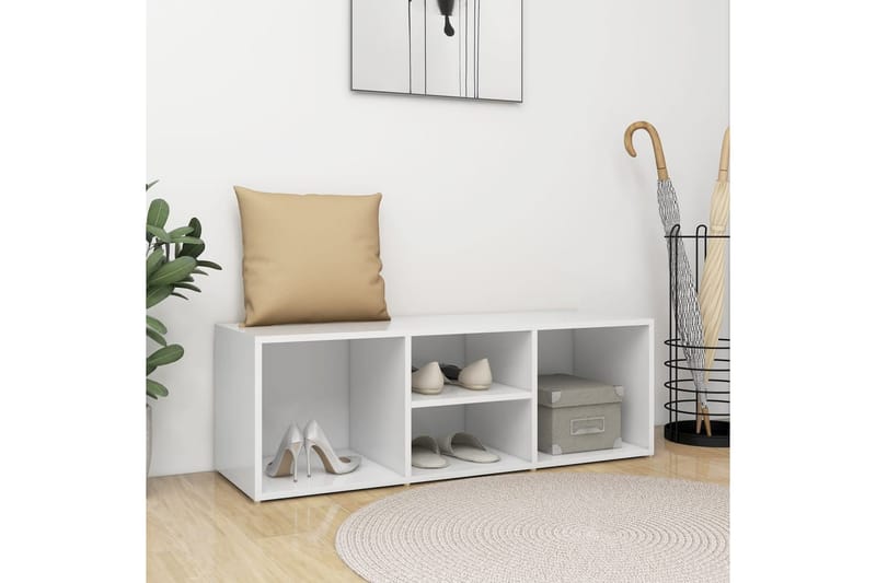 Skobenk hvit 105x35x35 cm sponplate - Hvit - Møbler - Stoler & lenestoler - Benk - Skohylle med benk