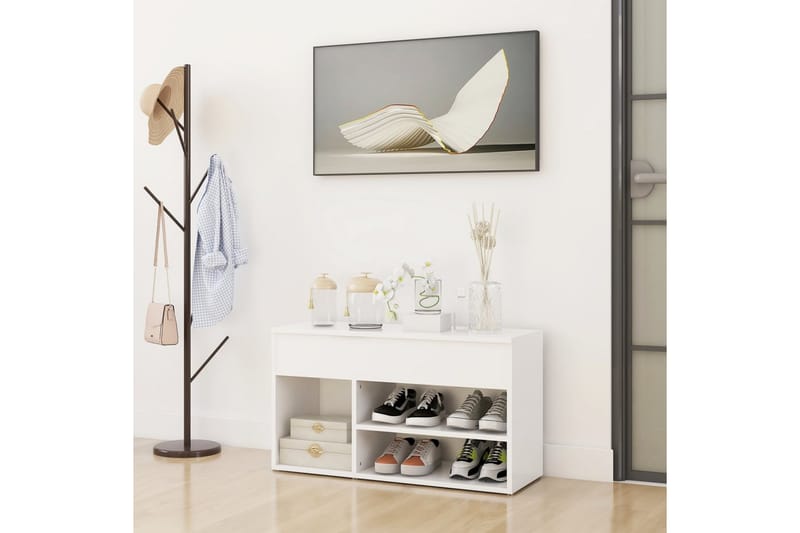 Skobenk hvit 80x30x45 cm sponplater - Hvit - Møbler - Stoler & lenestoler - Benk - Skohylle med benk
