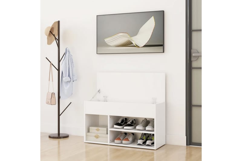 Skobenk hvit 80x30x45 cm sponplater - Hvit - Møbler - Stoler & lenestoler - Benk - Skohylle med benk