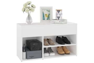 Skobenk hvit 80x30x45 cm sponplater - Hvit - Møbler - Stoler & lenestoler - Benk - Skohylle med benk