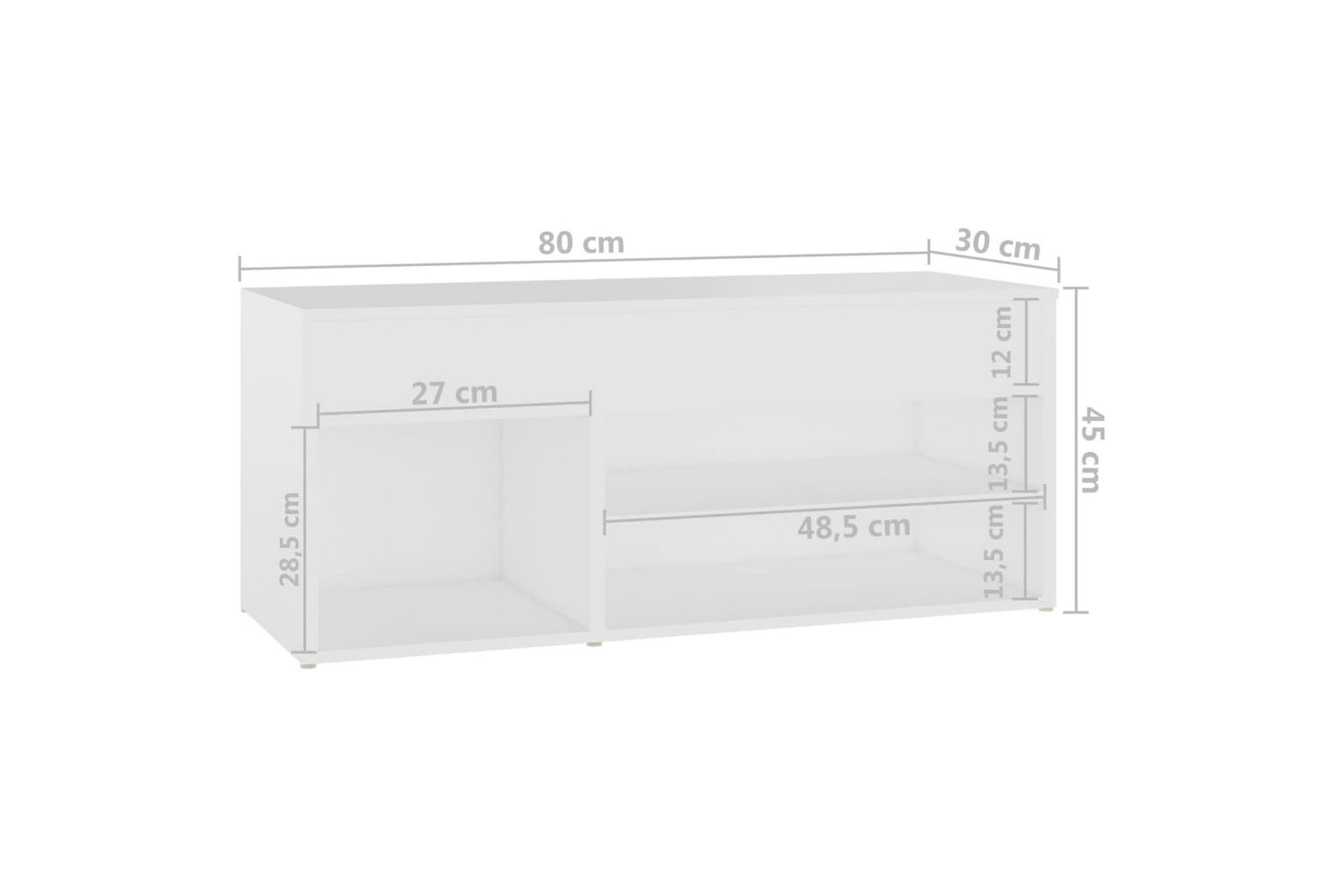 Skobenk hvit 80x30x45 cm sponplater - Hvit - Møbler - Stoler & lenestoler - Benk - Skohylle med benk