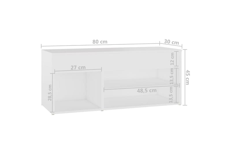 Skobenk hvit 80x30x45 cm sponplater - Hvit - Gangoppbevaring - Skohylle med benk