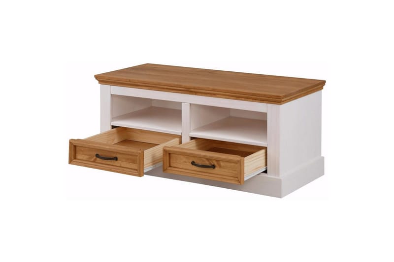 Skobenk Loft24 Selma Skobenk 100 cm Vit - Møbler - Stoler & lenestoler - Benk - Skohylle med benk