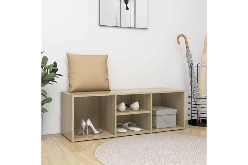 Skobenk sonoma eik 105x35x35 cm sponplate - Brun - Møbler - Stoler & lenestoler - Benk - Skohylle med benk