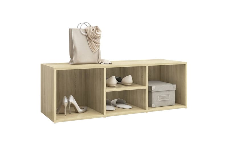 Skobenk sonoma eik 105x35x35 cm sponplate - Brun - Møbler - Stoler & lenestoler - Benk - Skohylle med benk