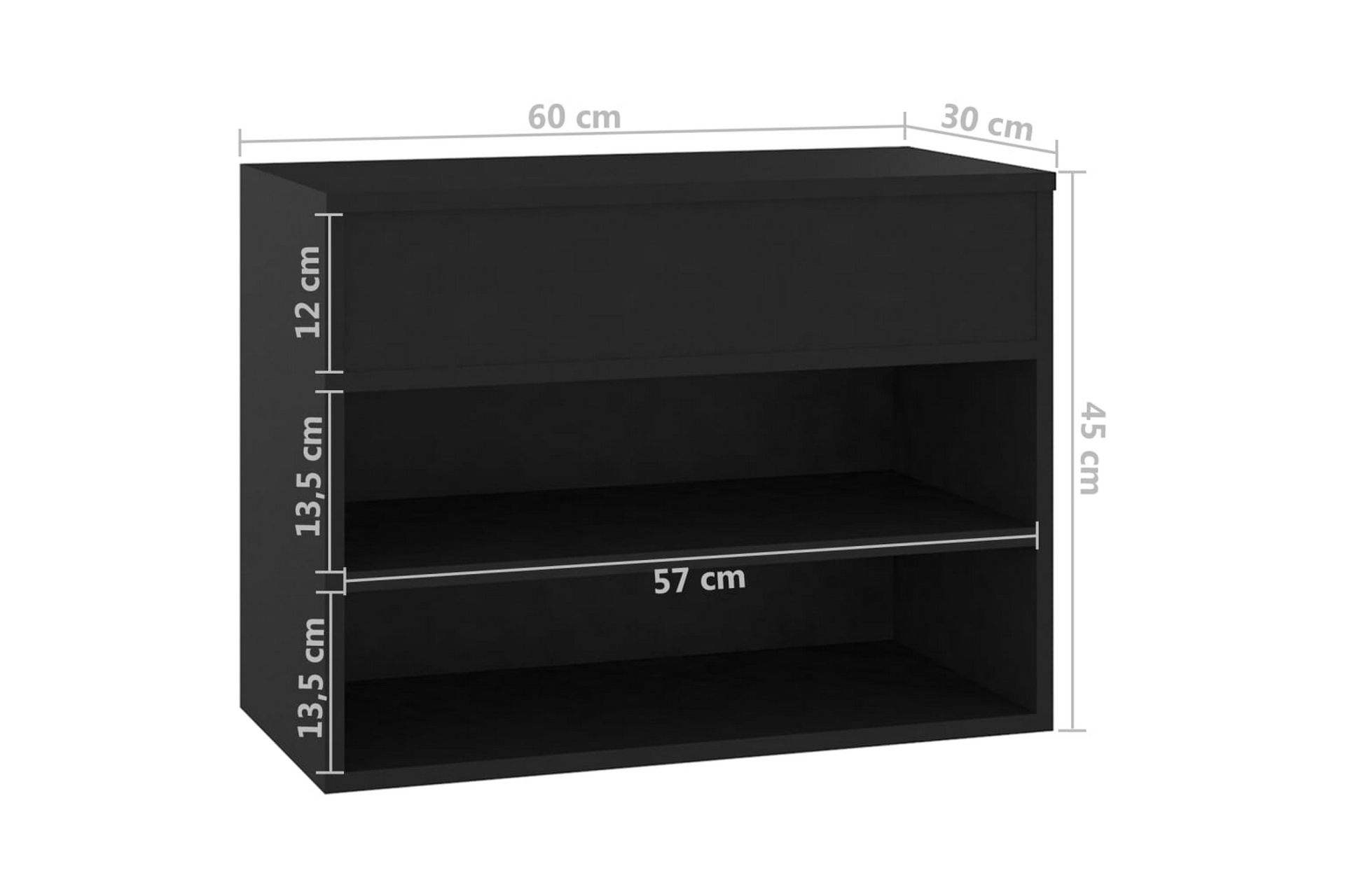 Skobenk svart 60x30x45 cm sponplater - Svart - Møbler - Stoler & lenestoler - Benk - Skohylle med benk