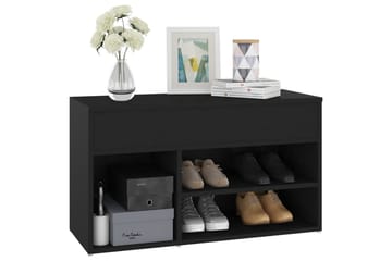 Skobenk svart 80x30x45 cm sponplater - Svart - Møbler - Stoler & lenestoler - Benk - Skohylle med benk