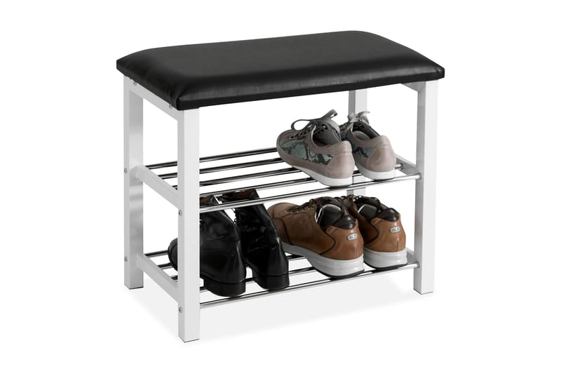 Persbo Skobenk 57 cm - Hvit/Svart - Møbler - Stoler & lenestoler - Benk - Skohylle med benk