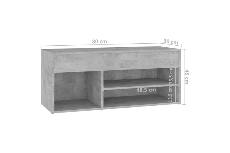 Skobenk betonggrå 80x30x45 cm sponplater - Grå - Gangoppbevaring - Skohylle med benk