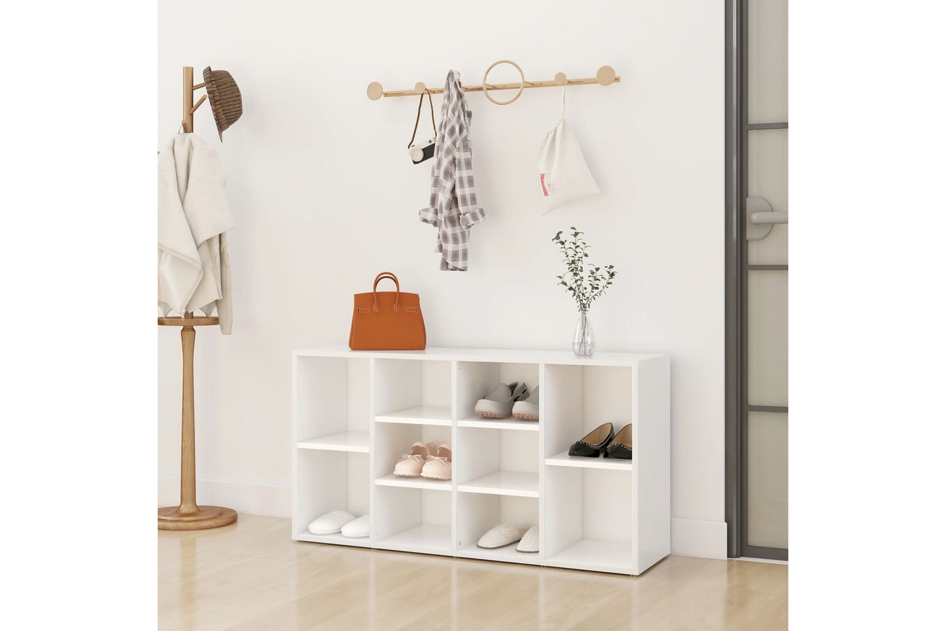 Skobenk hvit 103x30x54,5 cm sponplater - Hvit - Møbler - Stoler & lenestoler - Benk - Skohylle med benk