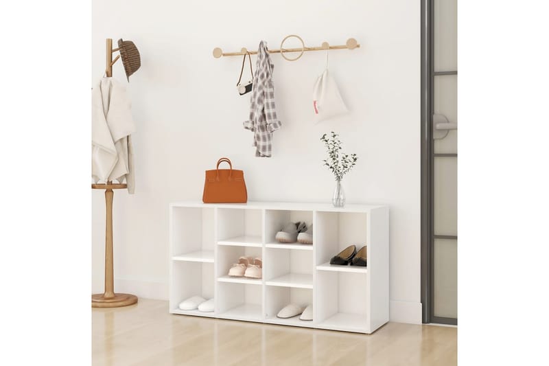 Skobenk hvit 103x30x54,5 cm sponplater - Hvit - Møbler - Stoler & lenestoler - Benk - Skohylle med benk