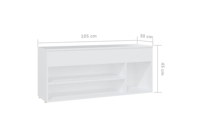 Skobenk hvit 105x30x45 cm sponplater - Hvit - Gangoppbevaring - Skohylle med benk