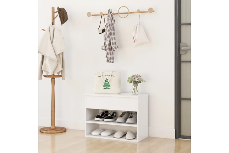 Skobenk hvit 60x30x45 cm sponplater - Hvit - Møbler - Stoler & lenestoler - Benk - Skohylle med benk